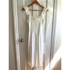 Maeve by Anthropologie Smocked Midi Dress in White - Medium